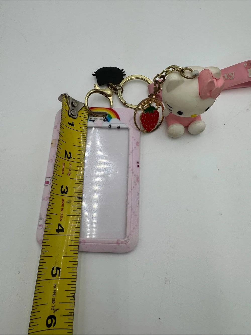 Vintage Hello Kitty Pink Keychain Charm Photo Holder Strawberry Sanrio Lot